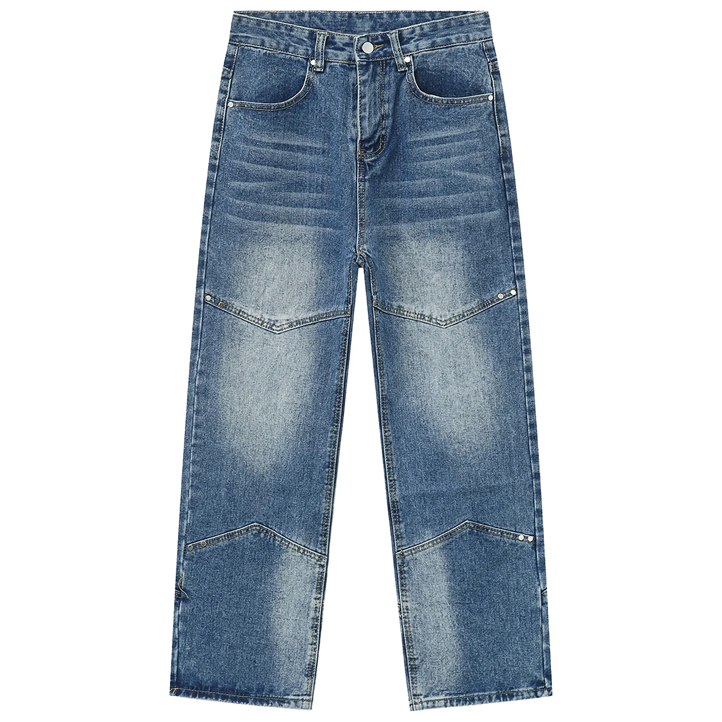 'Rhapsody' Patch-Panel Faded Denim Jeans