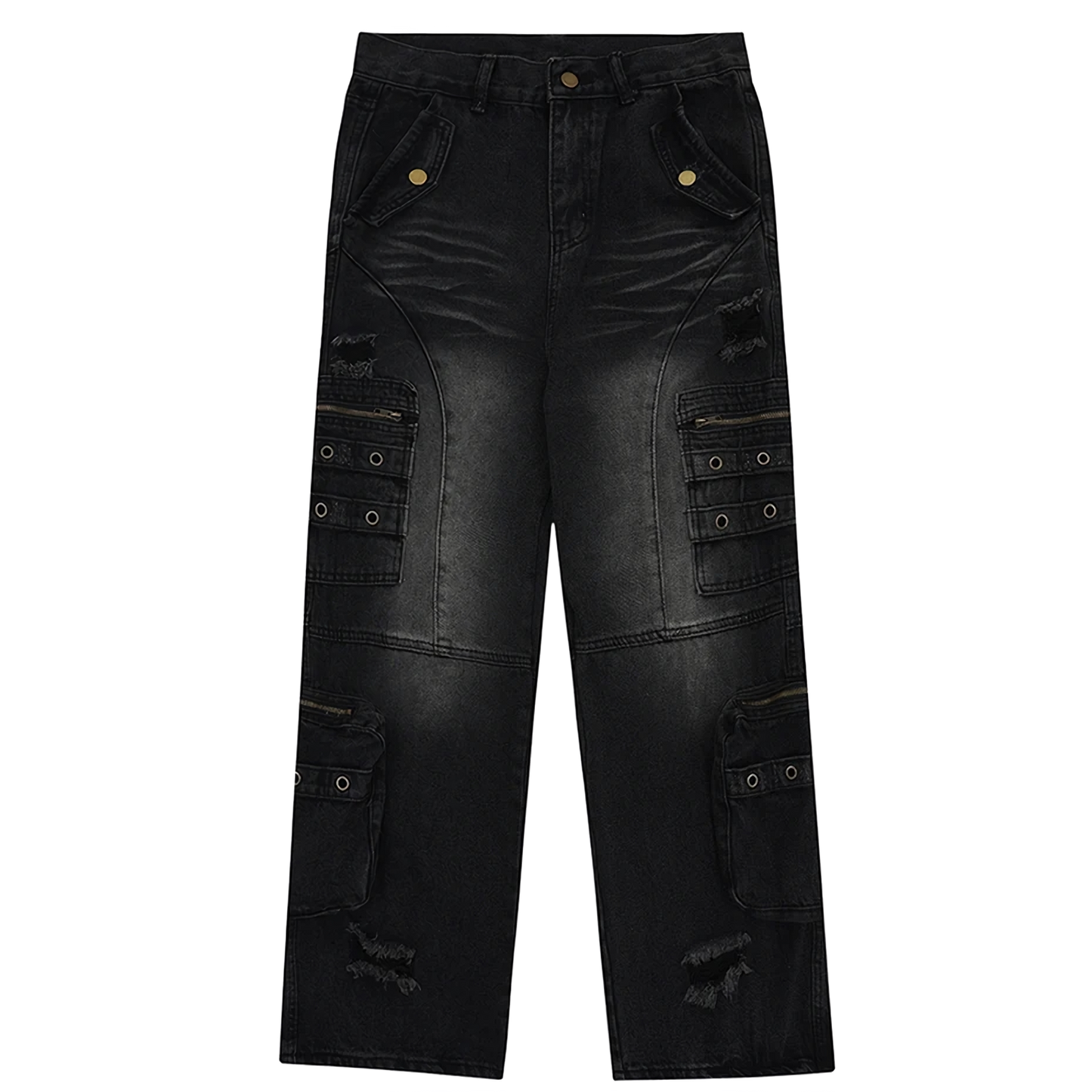 'Dark Matter' Baggy Denim Cargo Jeans